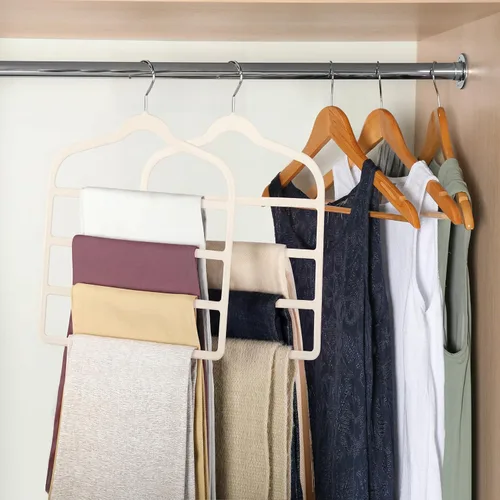 Miniatura 2 de Percha de terciopelo para pantalones y pantalones cortos que ahorran espacio, antideslizante para pantalones cortos, perchas de terciopelo múltiple