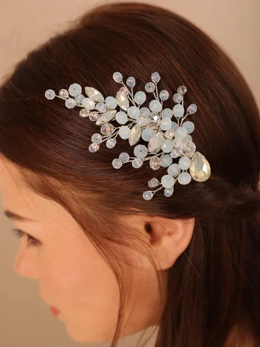 Miniatura 6 de Kercisbeauty Pieza de pelo de cristal negro para mujeres y niñas, pinzas para el pelo de novia, estilo bohemio, lindo accesorio para el cabello