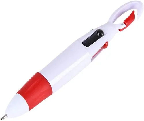 Miniatura 5 de Bolígrafos retráctiles multicolor de 0.028 in, tinta de 4 colores (negro, azul, rojo, verde) en un bolígrafo con mosquetón y llavero en la parte