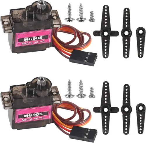 2 piezas MG90S 0.32 oz servo motor micro servo metal engranado kit mini servos para RC robot helicóptero avión controles coche barco con cable