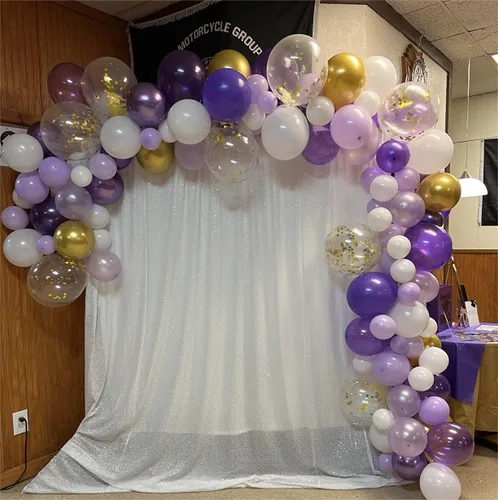 Miniatura 5 de Cortinas de lentejuelas blancas de 8 x 8 pies, 1 panel de fondo de fiesta con purpurina para cumpleaños y bodas plateado