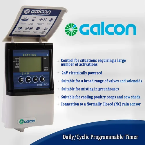 Miniatura 4 de Galcon GAE2S0002U1 8006 AC-6 Controlador de riego de zona de estación de 6 estaciones Aspersor automático, temporizador diario/cíclico, sistema