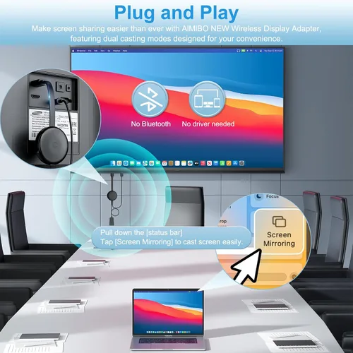 Miniatura 2 de Adaptador de pantalla HDMI inalámbrico, adaptador de espejo de pantalla HD 1080P Extensor para teléfono inteligente, tableta, laptop, ventana a