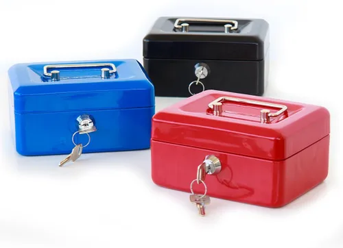 Miniatura 8 de Decaller - Caja de dinero pequeña con cerradura de llave, caja de dinero de metal portátil con doble capa y 2 llaves para seguridad, negro, 6 x 4