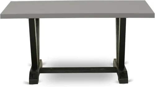 Miniatura 6 de East West Furniture V696EN120-5 - Juego de mesa de comedor moderno de 5 piezas, incluye una mesa rectangular de madera con patas en V y 4 sillas