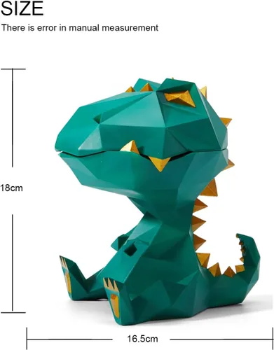 Miniatura 5 de HAUCOZE Estatua de dinosaurio plato para caramelos, cuenco para llaves, regalos de dinosaurio, escultura moderna, accesorios de decoración del Verde