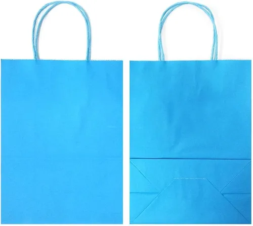 Miniatura 5 de AZOWA Bolsas de regalo mini de papel kraft con asas (Azul claro, 4x2.4x6, 25 piezas)