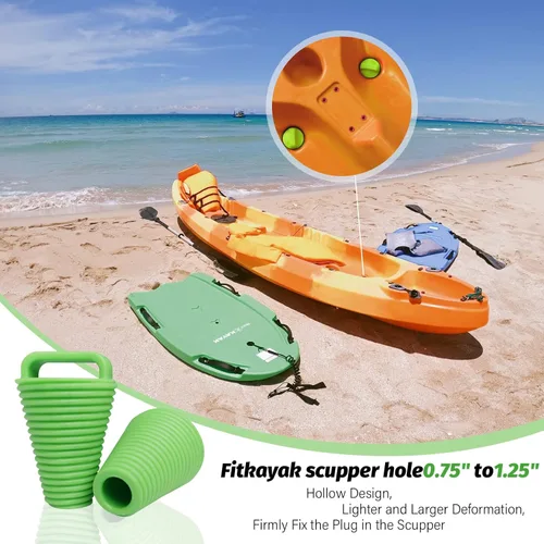 Miniatura 3 de Kit de 8 tapones para kayak, tapones de goma termoplástica, orificios de drenaje, tapón con mango Verde afortunado-8piezas-Small