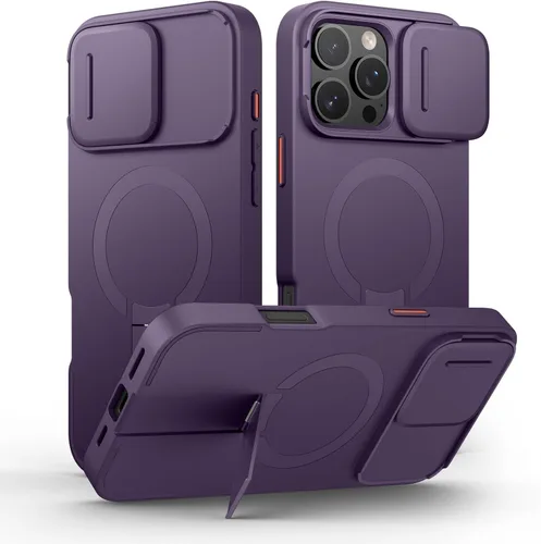 Miniatura 77 de SURITCH - Funda para iPhone 17 Pro Max con cubierta de control de cámara, cubierta para cámara y soporte ajustable, compatible con MagSafe, a prueba