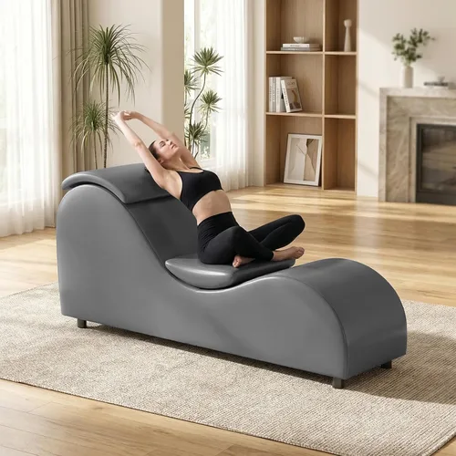 Miniatura 10 de Mjkone Elegante silla de yoga de 61 pulgadas para adultos, estiramiento, ejercicio, relajante, versátil para interiores con cojín de cabeza