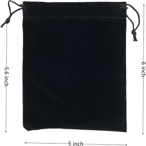 Miniatura 2 de Palmhomee Paquete de 24 bolsas de terciopelo con cordón de 5 x 6 pulgadas, bolsa de terciopelo para joyas, bodas y fiestas, Negro -, 24