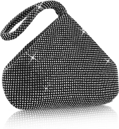 Miniatura 10 de Bolso de noche para mujer - Tamaño más grande mejorado, clutch de muñeca con diamantes de imitación completos brillantes para fiesta, boda, cita