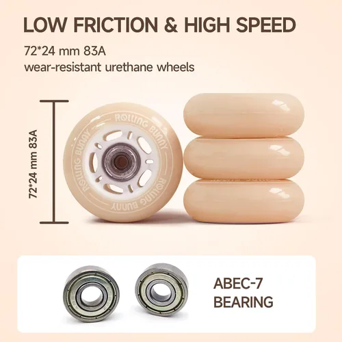 Miniatura 4 de Patines en línea para mujeres y niñas, cuchillas de rodillo de tamaño ajustable para mujeres adultas, carcasa dura ABEC-7, suaves y cómodos Caqui