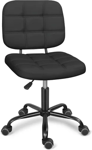 Miniatura 8 de ERGOSEAT Silla de escritorio de oficina en casa sin brazos con ruedas, moderna silla ergonómica con ruedas giratorias de 360°, sillas de tareas