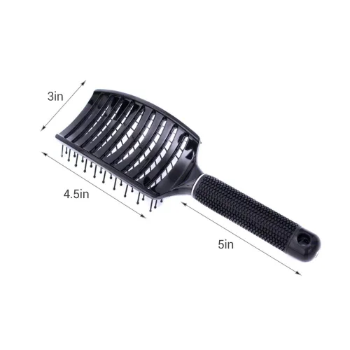 Miniatura 5 de Cepillo de pelo para secador de pelo, cepillo de masaje para desenredar de paleta larga y rizada, peine de volumen recto de secado rápido, Negro