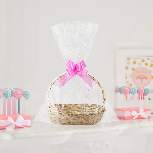 Miniatura 6 de Yotelab Bolsas grandes de celofán, envoltura de celofán de corazón blanco para cesta de regalo, 22 x 33 pulgadas, 10