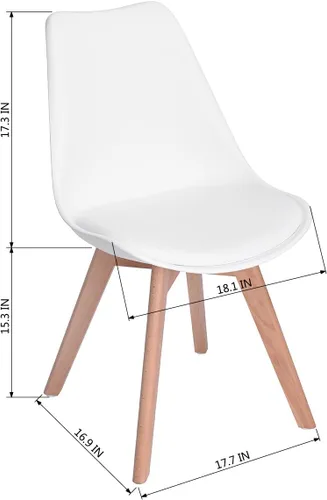 Miniatura 3 de Homy Casa Juego de sillas de comedor modernas de mediados de siglo, sillas de cocina con cojín de piel sintética suave y patas de madera, sillas