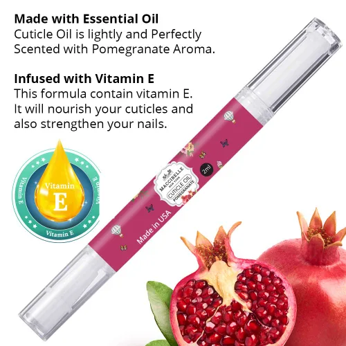 Miniatura 2 de Pluma de aceite puro de granada para cutículas y uñas, 0.1 fl oz, cura las cutículas secas y agrietadas. Pomegranate