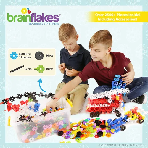 Miniatura 3 de Brain Flakes Kit de construcción y construcción de 2500 piezas, una alternativa creativa y educativa a los bloques de construcción, piezas de ruedas