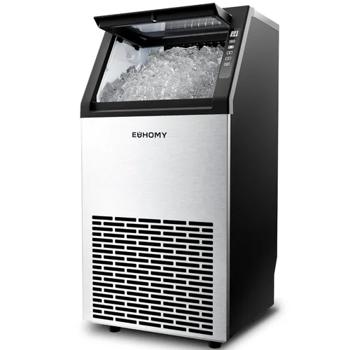 Miniatura 12 de EUHOMY Máquina comercial para hacer hielo creciente, hielo en forma de luna, máquina de hielo bajo encimera de acero inoxidable de 100 libras/24