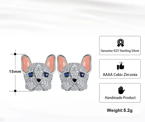 Miniatura 3 de Frenchie Dog Earrings for Women by Ginger Lyne Cubic Zirconia French Bulldog or Boston Terrier Stud Earrings for Her Fashion Jewelry Gifts for Dog