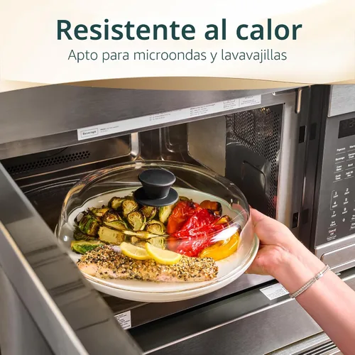 Miniatura 3 de Le'raze Cubierta de vidrio para salpicaduras de microondas de 10 pulgadas para alimentos, 100% libre de BPA y plomo de grado alimenticio, apta