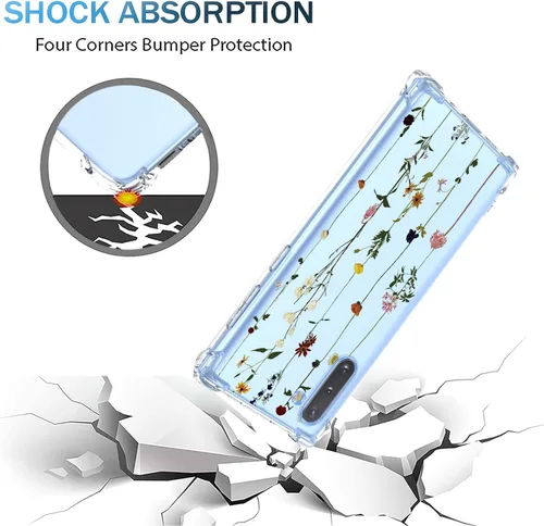 Miniatura 4 de Funda para Galaxy Note 10 Samsung Note 10, Patrón Floral de Flores Transparente TPU Suave Parachoques Resistente a Golpes Anti-Rayones Funda Elegant