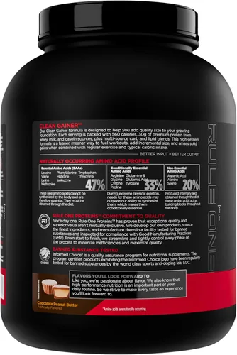 Miniatura 3 de Rule 1 Clean Gainer - Fórmula de ganancia magra alta en proteínas con 560 calorías, 30g de proteína de espectro completo, más de 90g