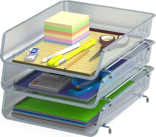 Miniatura 5 de Simple Houseware - Organizador de escritorio apilable para documentos y cartas, 3 paquetes, color negro