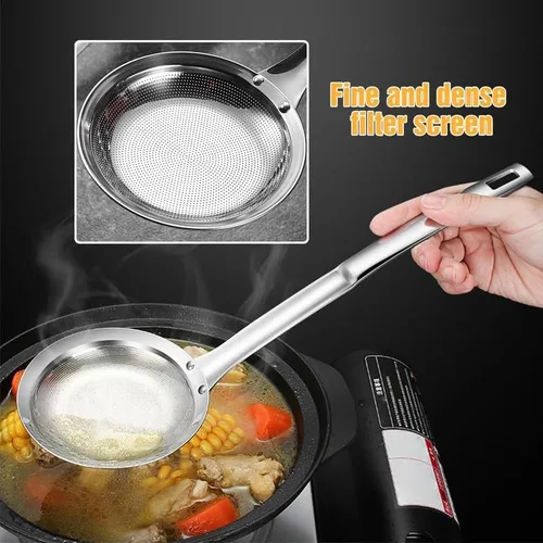 Miniatura 3 de Colador de acero inoxidable de malla fina, colador de malla fina de acero inoxidable mejorado 2024, colador de alimentos de mango largo para cocina