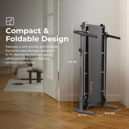 Miniatura 3 de Sunny Health & Fitness Manual Walking Treadmill, Non-Electric, Foldable & Compact Design, Quiet Tread Pad, Transportation Wheels, Non-Slip