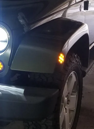 Miniatura 5 de iJDMTOY - Kit de luces LED frontales para guardabarros con lente transparente y ámbar, focos laterales completos, compatible con Jeep 2007-2017