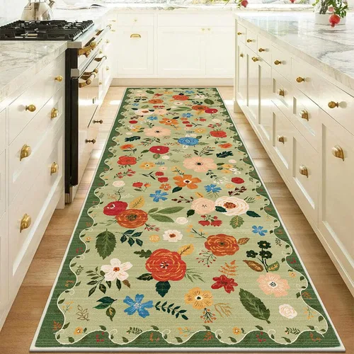 Miniatura 63 de U'Artlines Alfombra de Área Bohemia Lavable, 2x3 Pequeña Suave Antideslizante Vintage Felpudo para Puerta Frontal Interior Alfombra Verde
