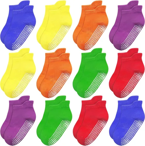 Miniatura 13 de HYCLES Calcetines para niña, 12 pares de calcetines antideslizantes para niñas de 1 a 7 años
