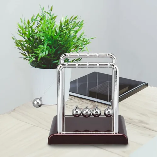Miniatura 4 de Péndulo Newtons, bola clásica de equilibrio Newton, bola educativa de ciencia de física, bola oscilante, de metal, movimiento perpetuo, adorno