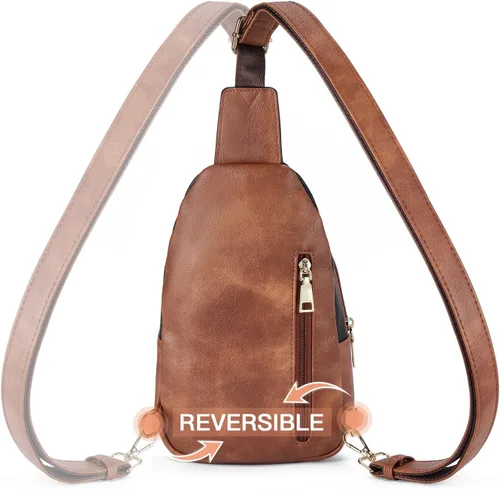 Miniatura 18 de Telena Riñonera pequeña para mujer, de cuero, cangureras, bolsa de pecho para mujer