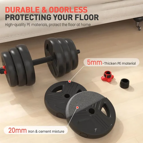 Miniatura 3 de UKEEP Juego de mancuernas ajustables, 20/30/40/60/80 libras, juego de peso libre con conector de 2 convertibles a barra, ejercicios de fitness
