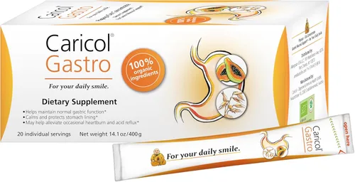 OMNi BiOTiC Caricol Gastro Papaya Suplemento – Alivio natural de la acidez estomacal y reflujo ácido – Fórmula orgánica de papaya y avena – Alivia