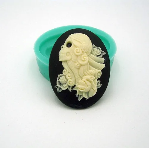 Molde de silicona para cosplay, esqueleto camafeo, flexible para manualidades, joyería, resina, álbumes de recortes, arcilla polimérica