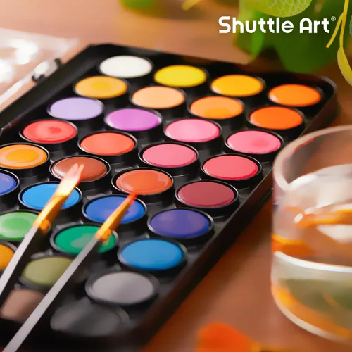 Miniatura 8 de Shuttle Art Juego de 58 pinturas de acuarela, 48 colores para acuarela, con 10 pinceles de pintura para principiantes, artistas, niños y adultos