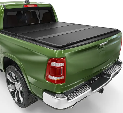 YITAMOTOR FRP - Cubierta rígida de tres pliegues para caja de camioneta compatible con Dodge Ram 1500 2009-2024 (solo 19-24 clásico), caja de 5.7