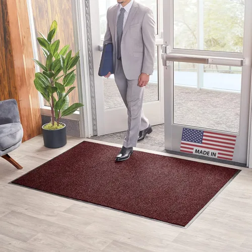 Miniatura 9 de Consolidated Plastics Tapete para secar con cepillo - Hecho en EE. UU., alfombra resistente para puerta comercial para entradas de Marrón