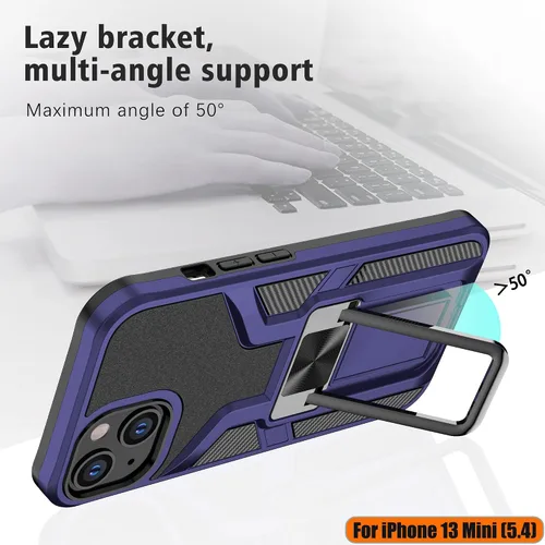 Miniatura 7 de Funda resistente para iPhone 13 Mini, resistente a los golpes, de grado militar, doble protección (TPU+PC), sólida y duradera, funda magnética