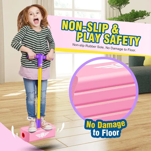 Miniatura 7 de CUUGO LET'S GO! CG Saltar Promueve Crecer Más Alto - Saltarín de Espuma para Niños, Juguetes para Niños de 3 a 12 Años, Niños Niñas, Juguetes al Rosa