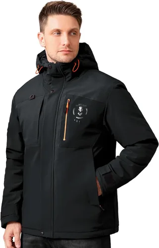 Miniatura 5 de Chaqueta térmica impermeable a prueba de viento para hombre, con capucha, aislada, ligera, abrigo de nieve de invierno con múltiples bolsillos