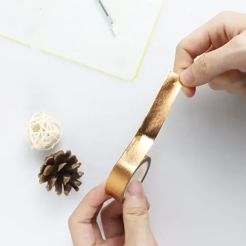 Miniatura 3 de AxeWoodz Juego de 3 rollos de cinta washi de lámina dorada de latón, cinta decorativa, papel artístico, cinta adhesiva para envolver regalos