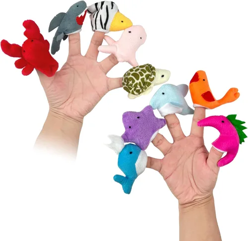 Marionetas de dedo Sealive para niños de 1 a 3 años, marionetas de dedo de animales, juguetes de animales de peluche suaves para contar historias,