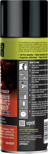 Miniatura 6 de RAPTOR Esmalte para Motor, Pintura en Aerosol Automotriz, Resistente al Calor, Grado Profesional, Fácil de Usar, Negro Graso, 10 oz negro (Fat Black)