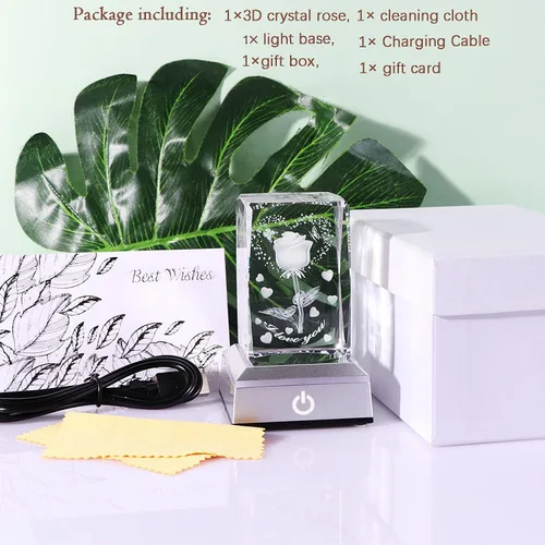 Miniatura 5 de YWHL Cristal romántico grabado en 3D con texto en inglés "I Love You", regalos para su novia, esposa, en aniversario, día de la madre, regalos