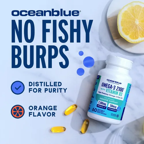 Miniatura 5 de Oceanblue Professional Omega-3 2100 con Vitamina D3 – 120 ct – Suplemento de Aceite de Pescado de Triple Potencia Sin Eructos con EPA, DHA, DPA
